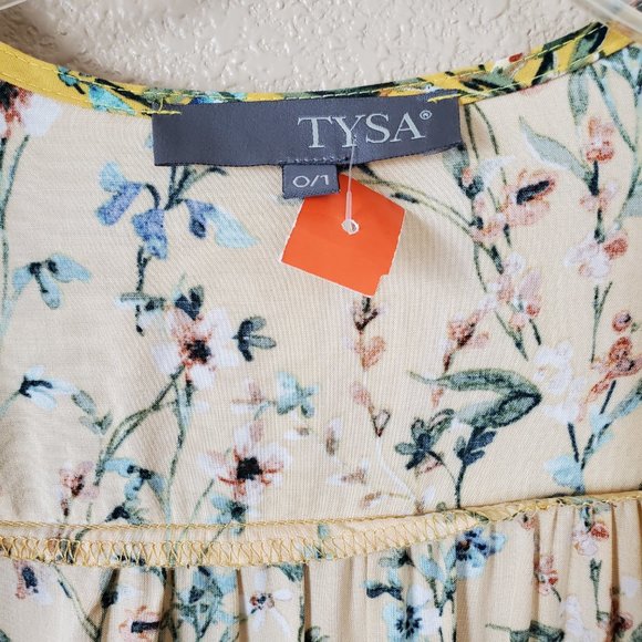 TYSA Yellow Floral Kimono Cardigan~Size 0/1 - Picture 8 of 9